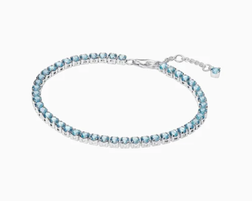 Pulsera De Plata Tenis Azul Brillante
