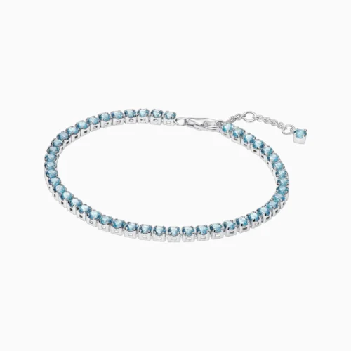 Pulsera De Plata Tenis Azul Brillante