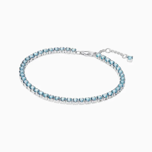 Pulsera De Plata Tenis Azul Brillante