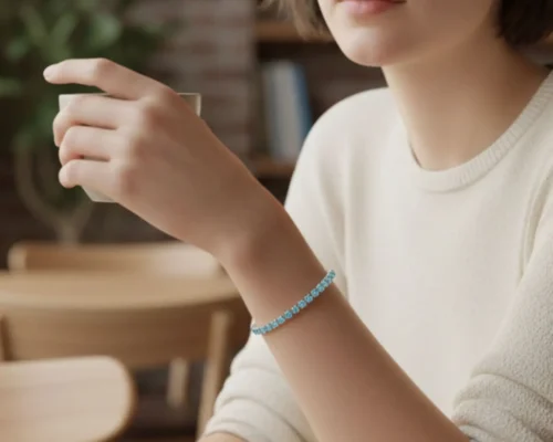 Pulsera De Plata Tenis Azul Brillante