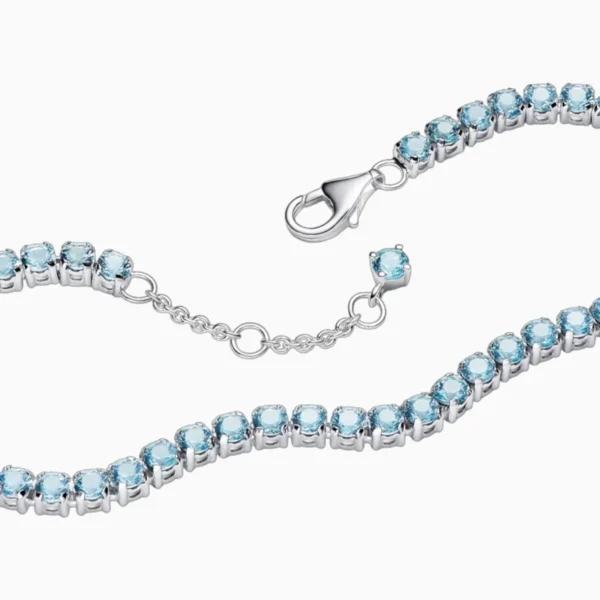 Pulsera De Plata Tenis Azul Brillante