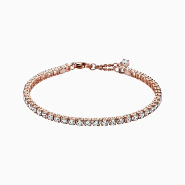 Pulsera De Plata Tenis Brillante Rosa