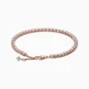Pulsera De Plata Tenis Brillante Rosa