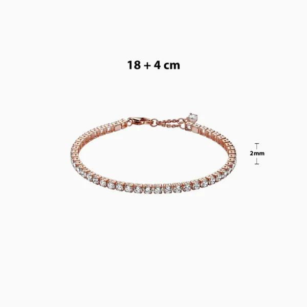 Pulsera De Plata Tenis Brillante Rosa
