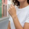 Pulsera De Plata Tenis Corazon Rojo