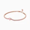 Pulsera De Plata Tenis Corazon Rosa
