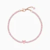 Pulsera De Plata Tenis Corazon Rosa