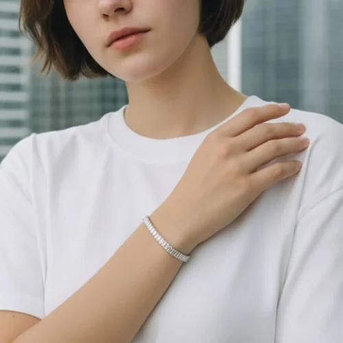 Pulsera De Plata Tenis Deslizante