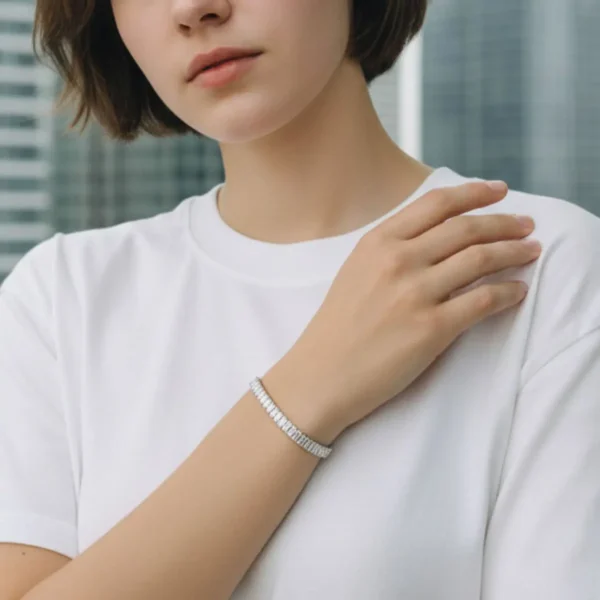 Pulsera De Plata Tenis Deslizante