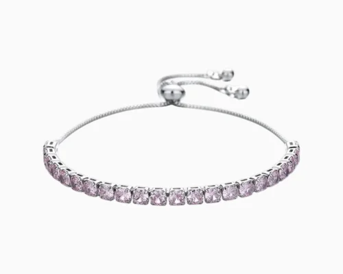 Pulsera De Plata Tenis Deslizante Rosa