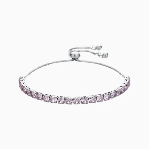 Pulsera De Plata Tenis Deslizante Rosa
