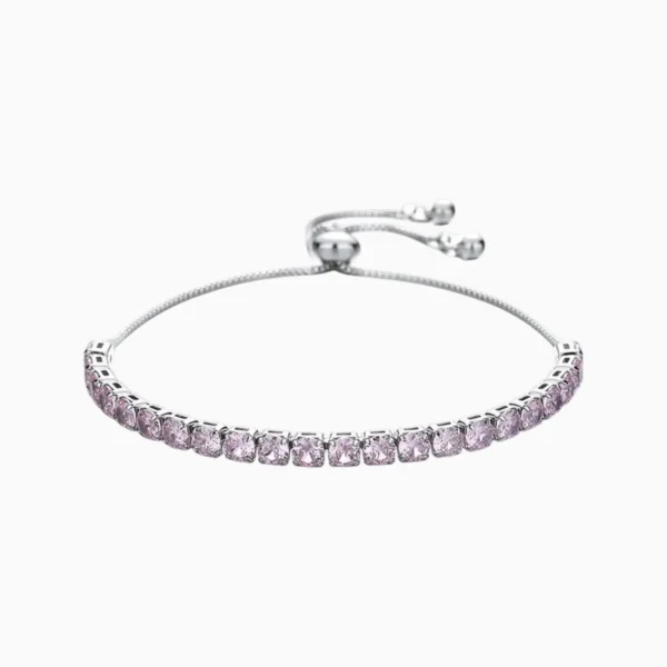 Pulsera De Plata Tenis Deslizante Rosa Pulsera De Plata Tenis Deslizante Rosa