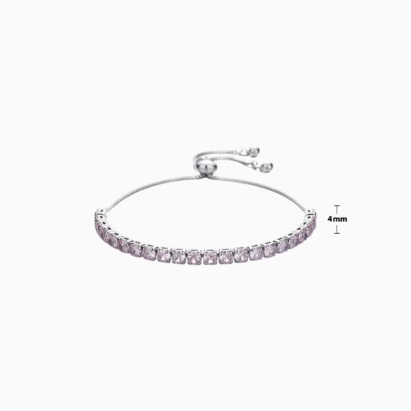 Pulsera De Plata Tenis Deslizante Rosa Pulsera De Plata Tenis Deslizante Rosa