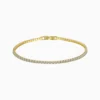 Pulsera De Plata Tenis Dorado