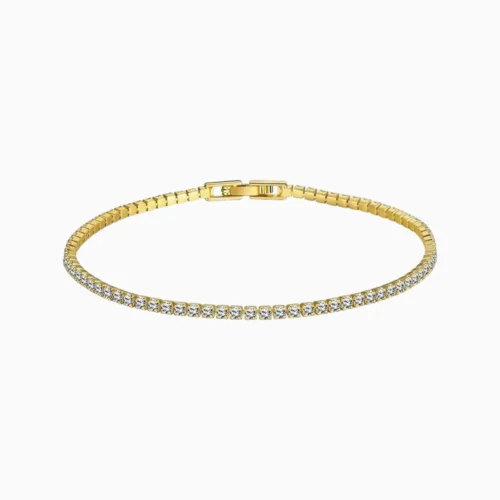 Pulsera De Plata Tenis Dorado