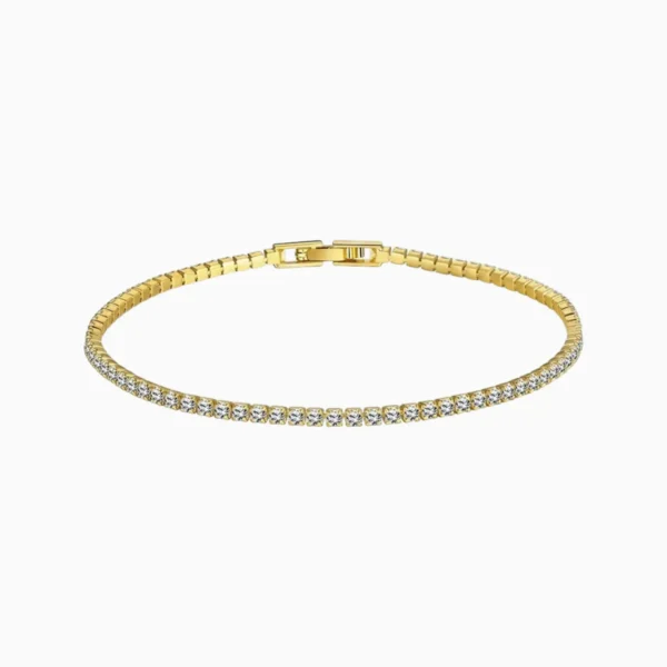 Pulsera De Plata Tenis Dorado