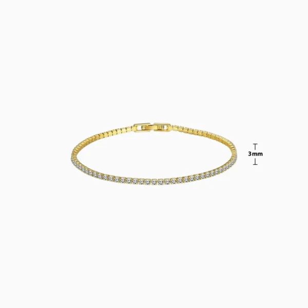Pulsera De Plata Tenis Dorado