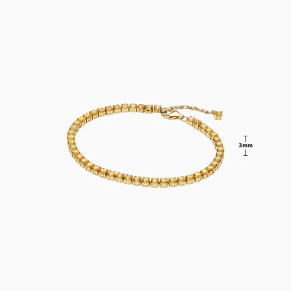 Pulsera De Plata Tenis Dorado Brillante