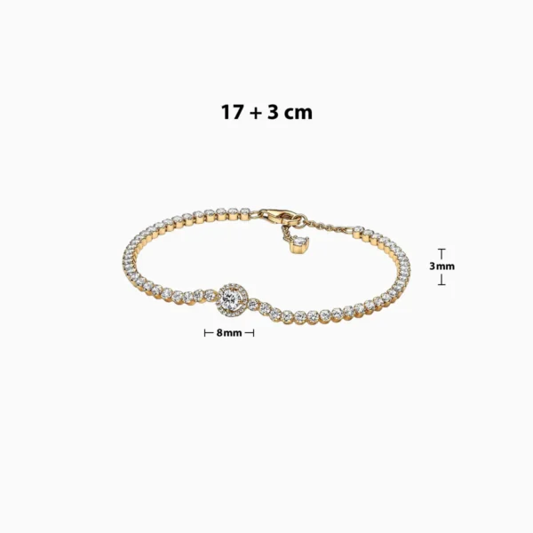 Pulsera De Plata Tenis Halo Dorado Pulsera De Plata Tenis Halo Dorado