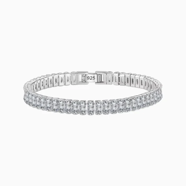 Pulsera De Plata Tenis Rectángulo Brillante