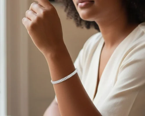 Pulsera De Plata Tenis Rectángulo Brillante