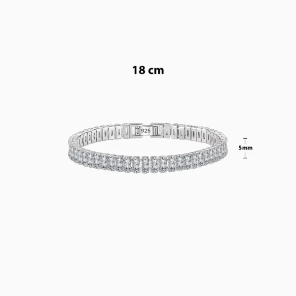 Pulsera De Plata Tenis Rectángulo Brillante