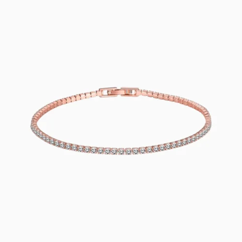 Pulsera De Plata Tenis Rosa