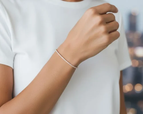 Pulsera De Plata Tenis Rosa
