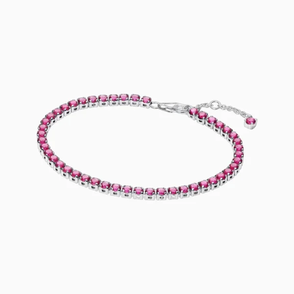 Pulsera De Plata Tenis Rosa Brillante