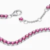 Pulsera De Plata Tenis Rosa Brillante