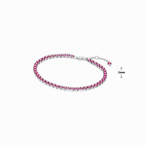 Pulsera De Plata Tenis Rosa Brillante