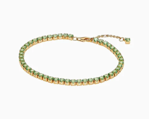 Pulsera De Plata Tenis Verde Brillante