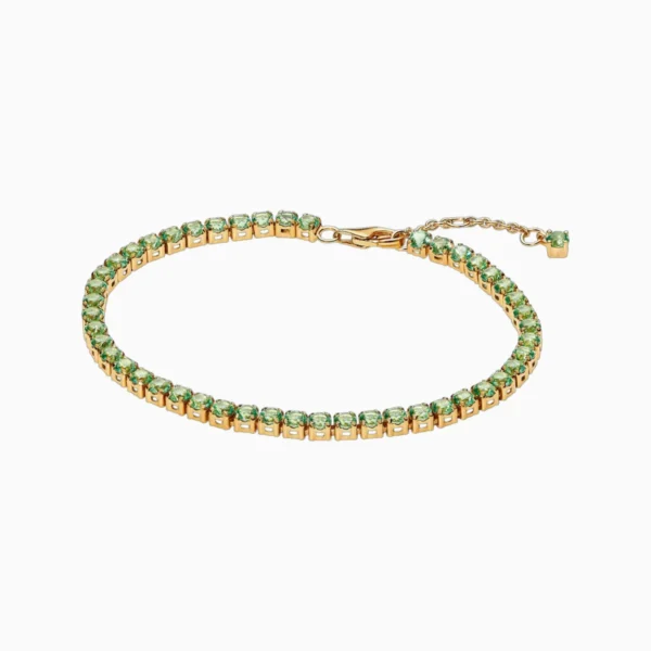 Pulsera De Plata Tenis Verde Brillante