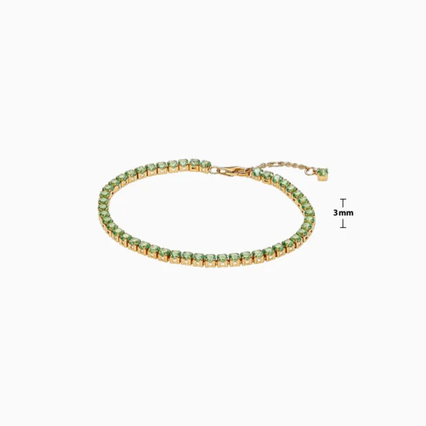 Pulsera De Plata Tenis Verde Brillante