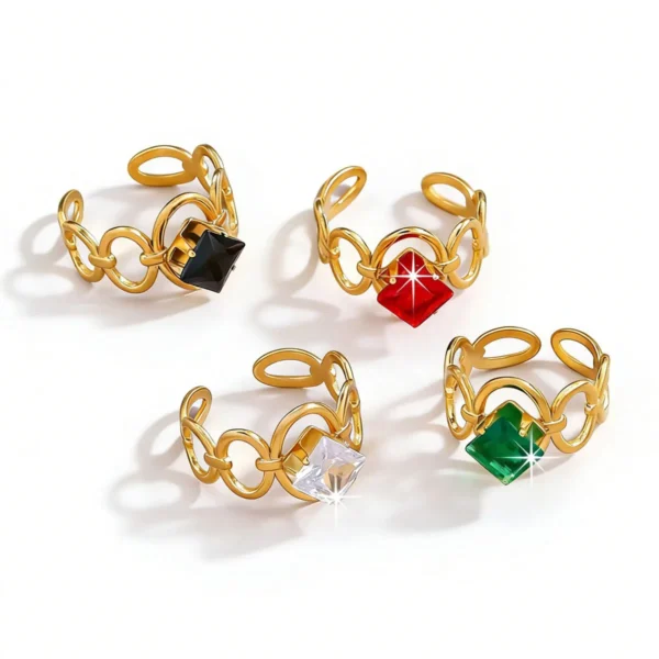 Anillo De Acero Eslabones Brillante