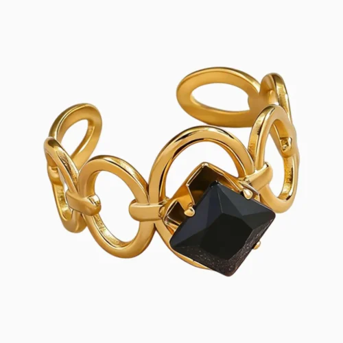 Anillo De Acero Eslabones Brillante Negro