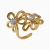 Anillo De Acero Flor Doble Ajustable
