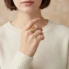 Anillo De Acero Flor Doble Ajustable