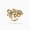 Anillo De Acero Flor Doble Ajustable