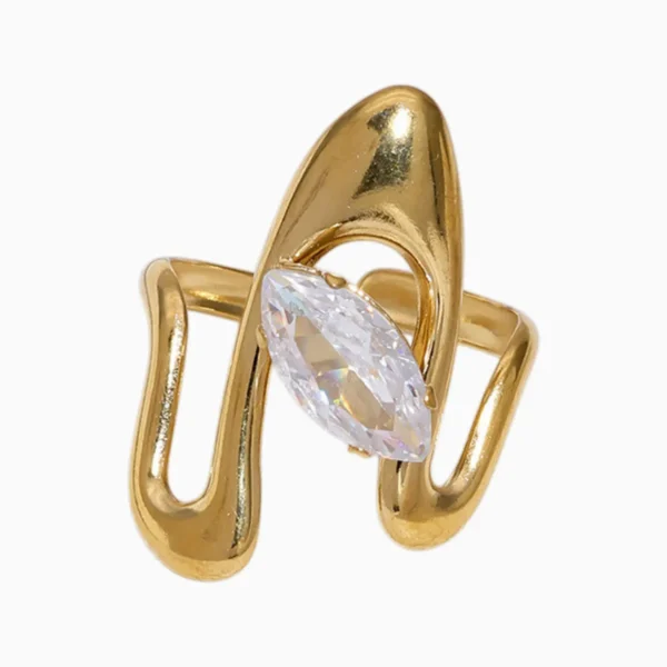 Anillo De Acero Forma Irregular Ajustable