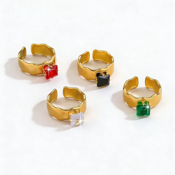 Anillo De Acero Ondas Brillante