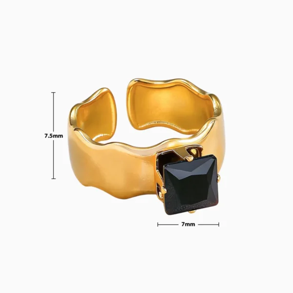 Anillo De Acero Ondas Brillante Negro