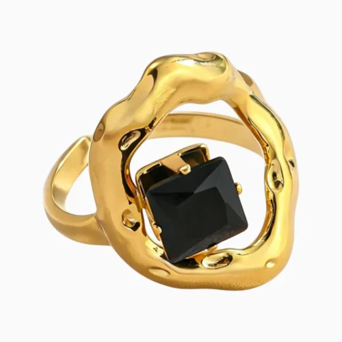 Anillo De Acero Orgánico Brillante Negro
