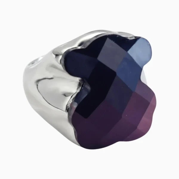 Anillo De Acero Oso Geométrico Negro