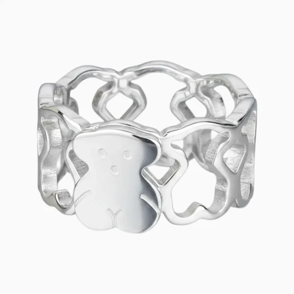 Anillo De Acero Silueta Oso