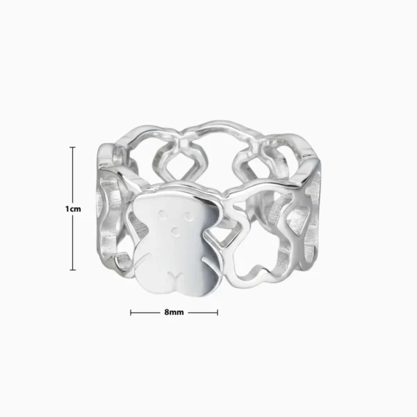 Anillo De Acero Silueta Oso