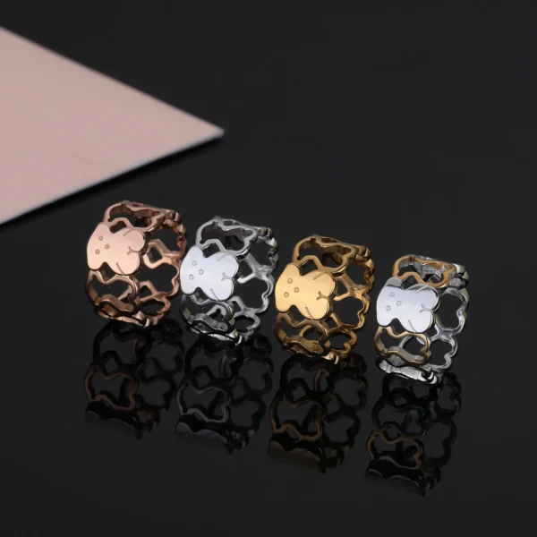 Anillo De Acero Silueta Oso