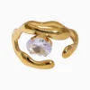 Anillo De Acero Trío Brillante Ajustable