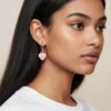 Aretes Arracadas De Acero Corazón Rosa