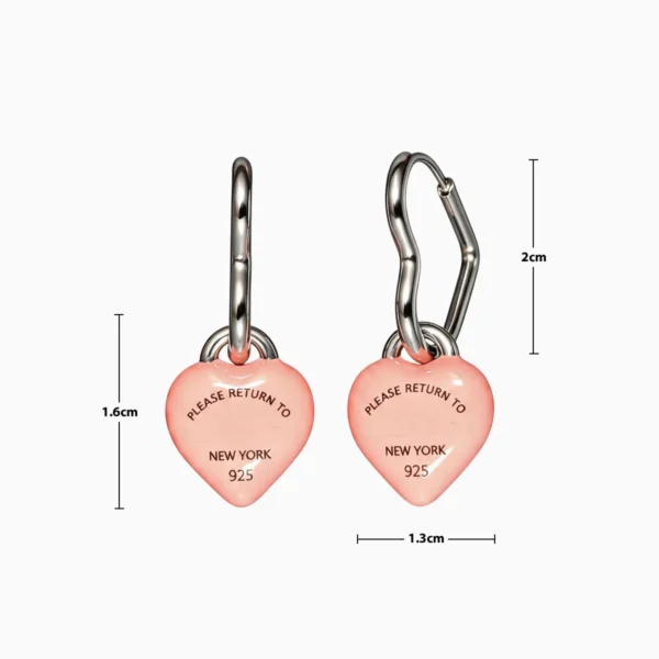 Aretes Arracadas De Acero Corazón Rosa